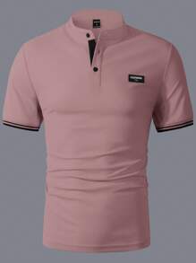 Manfinity Homme 男式休闲百搭简约修边 Polo 衫 - 粉色 - 查看 3