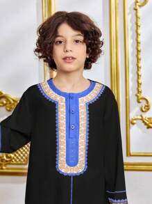 Tween Boy Casual Everyday Celebration Long Tunic Shirt - Black - View 5