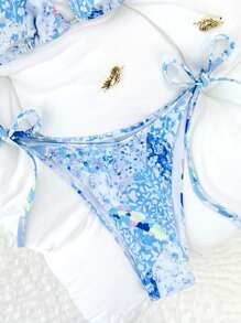 Floral Print Bikini Swimwear, Vacation Beach Split