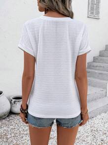 SHEIN LUNE Women's Casual Versatile Solid Color Short Sleeve T-Shirt