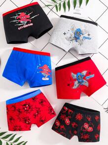 6pcs Tween Boy Cotton Boxer Briefs Set - Multicolor - View 1
