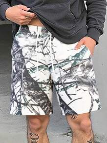 Manfinity EMRG 男士树枝印花抽绳腰休闲短裤 - 彩色 - 查看 3