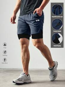 Gym Rark 男士休闲运动短裤，简约风格，适合日常穿着 - 藏蓝色 - 查看 1