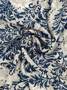 Breezaya 女士花卉印花裹身式中长连衣裙 女式长款服装 - 藍色 - 查看 7