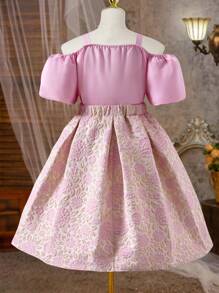 2 sztuki/zestaw Tween Girls Elegancki top z rękawami motylkowymi i spódnicą w kwiaty, różowy, letni - Różowy - Zobacz 4