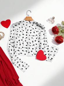SHEIN Clasi Commuter Simple Heart Print Mesh Women Top For Valentine's Day
