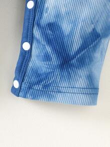 1pc Newborn Baby Boys' Casual Tie-Dye Pattern Knitted Sleeveless Jumpsuit With Snap Closure At Neckline, Suitable For Daily Indoor And Outdoor Wear, 1-9 Months - Blue - View 6