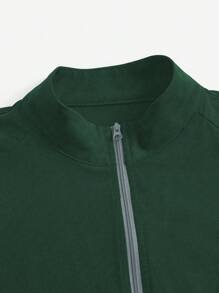 TaskEZ Chaqueta de uniforme de enfermería con múltiples bolsillos de manga larga de unicolor - Verde - Ver 5