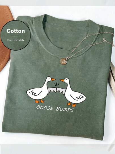 INAWLY Goose Bumps T-Shirts, Silly Geese T-Shirts, Fun Geese Apparel, Geese Couples Tees, Geese Couple, Satirical Geese Gifts