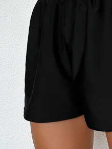 Swim Basics Summer Beach Women's Swimwear With Side Split Hem And Shorts - Black - View 4