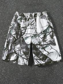 Manfinity EMRG 男士树枝印花抽绳腰休闲短裤 - 彩色 - 查看 5