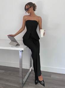 Siren Gaze Ensemble veste sans bretelles pour femmes, tenue de bureau grise pour les enseignantes, vêtements de travail pour l'automne/l'hiver