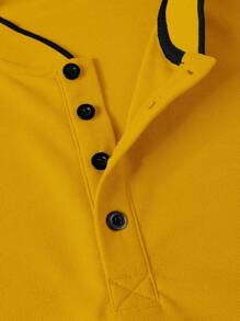 Manfinity Homme 男士休闲简约撞色镶边短袖 Polo 衫 - 黃色 - 查看 5