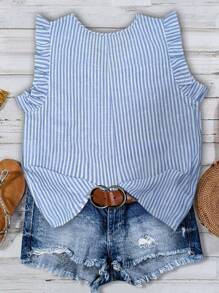 Calvaya Große Größen Lose Bluse aus Leinen mit Streifen für Damen