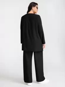 TaskEZ Conjunto de uniforme de trabajo de unicolor de manga larga y pantalón largo, ropa de trabajo para mujeres de talla grande, ropa de dos piezas, trajes de trabajo, trajes de talla grande para mujeres, ropa de talla grande para mujeres, pantalones de talla grande para mujeres, conjuntos de ropa de talla grande para mujeres