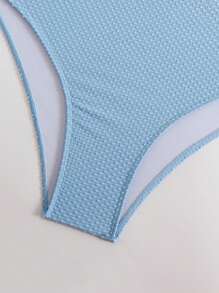 Swim Basics 2pcs/Set Plus Size Women Solid Color Strapless Bikini Swimwear Set, Fashion Casual Beach Vacation - Baby Blue - View 5