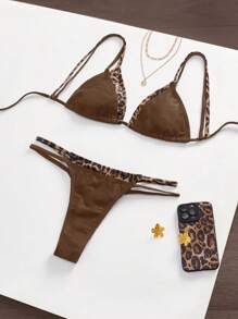 SHEIN ICON 女士比基尼上衣 - 棕色 - 查看 7