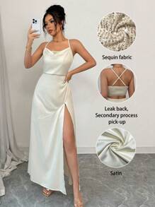 Elenzga Sequins Glitter Strapless Flare Waist Elegant Romantic Ladies Dress