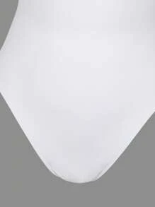 Swim Oasis Spring Break 2pcs Women Summer Solid Color Metal Decor Detachable Straps Cut-Out One Piece Swimsuit And Beach Maxi Skirt Set - White - View 3