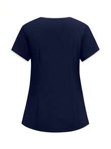 TaskEZ Two-Tone Splice Short Sleeve Top And Pants Scrub Uniform Set