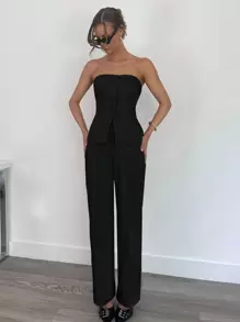 Siren Gaze Ensemble veste sans bretelles pour femmes, tenue de bureau grise pour les enseignantes, vêtements de travail pour l'automne/l'hiver