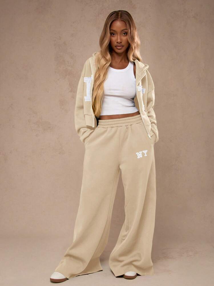 MISSGUIDED クラシックNY大学派手なデザイン ジップアップ パーカー