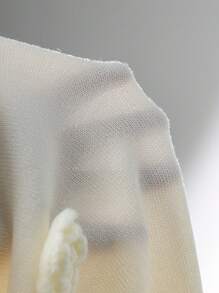 Elenzga 女士度假 3D 花卉透明海滩交叉系带侧裙 - 米色 - 查看 7