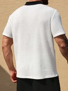Manfinity Homme Plus Size Men's Casual Color Block Collar Short Sleeve Polo Shirt