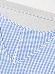 Calvaya Große Größen Lose Bluse aus Leinen mit Streifen für Damen