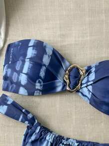 Swim Vcay Springbreak 女士夏季随机印花抹胸金属装饰性感比基尼套装 - 彩色 - 查看 3
