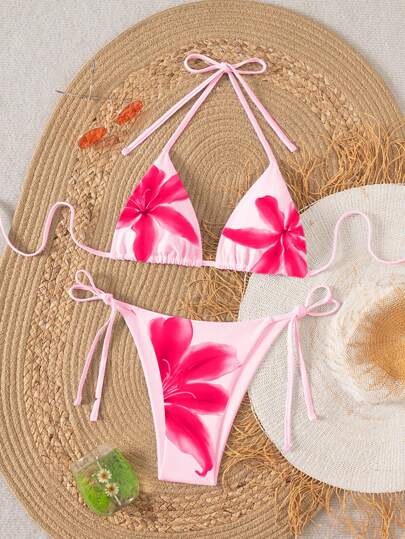 Swim Mod Springbreak Knitted Party/Going Out/Dancing, Summer Cute & Sexy Solid Color Women Bikini Set With Drawstring And Bandage, Elegant Summer Swimwear