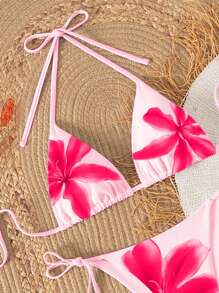 Swim Mod Springbreak 针织派对/外出/跳舞，夏季可爱性感纯色女士比基尼套装带抽绳和绷带，优雅夏季泳装 - 彩色 - 查看 3