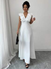 Elenzga Layered Ruffle Trim Elastic Waist Sleeveless Dress