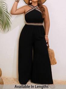 SHEIN Tall CURVE Plus Size Crisscross Front Strap Jumpsuit