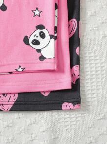 3pcs/Set Young Girl Soft Snug-Fit Pajamas, Featuring Full-Print Cute Marine Life Pattern, Long Sleeve Top & Pants - Multicolor - View 5