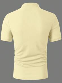 Manfinity Homme Chemise polo décontractée/pour les navettes à manches courtes, de couleur unie avec poche pour hommes - Jaune citron - Voir 2