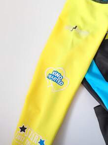 男童撞色拼布连体泳衣