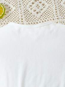 SHEIN 2 pièces/Set Top à manches courtes imprimé arc-en-ciel pour fille avec jupe portefeuille à taille nouée + sac