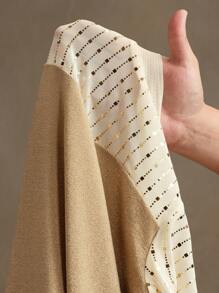 Anewsta Women's Elegant Romantic Modern Sheer Mesh Gold Sequin T-Shirt Top Blouse, Suitable For Spring/Summer Outfits