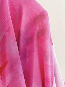 Soleia 春夏季假期垂坠领口露背网眼荷叶边不对称露背迷你连衣裙，适合度假、约会、下午茶、度假、音乐节、波西米亚风、沙滩装 - 玫紅色 - 查看 7