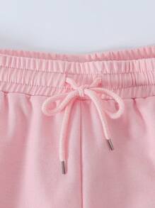SHEIN Pleated Flare Leg Pants For Tween Girls, Casual Fashion Pleated Sweatpants - Baby Pink - View 5