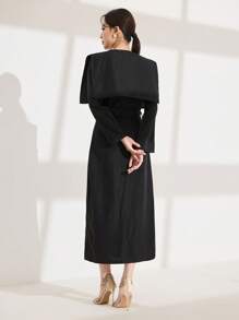 Modelyn Women Long Sleeve Solid Color Dress, Casual & Fashionable For Everyday Wear - Black - View 2