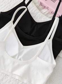 SHEIN 少女 2 件无缝加垫运动胸罩套装，舒适简约设计胸罩套装 少女服装 女童上衣 女童无钢圈文胸 女童胸罩套装 女童无钢圈文胸 - 彩色 - 查看 5
