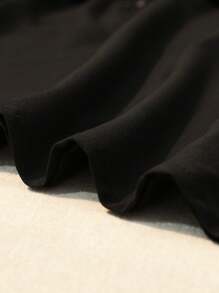 SHEIN LUNE Áo cánh ren hoa giản dị thường ngày cỡ lớn dành cho nữ, tối giản và thời trang - màu đen - Xem 3