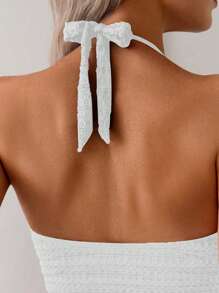Swim Chiccia 1pc Women's Sexy Deep V-Neck Halter Textured Fabric One-Piece Swimsuit, Summer