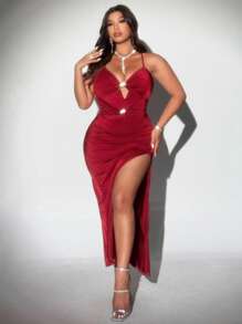 Viva Relle Robe décontractée sans manches de couleur unie, grande taille, simple et pour un port quotidien