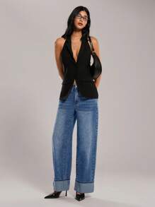 Forever 21 Quần ống rộng dáng rộng cho nữ mùa thu đông/Ngày lễ tình nhân/Ngày lễ tình nhân/Trang phục công sở cho nữ/Quần câu lạc bộ/Xanh nhạt/Đã giặt/Cổ điển/Quần jean denim/Quần jean nữ năm mới/Dự tiệc/Ngày lễ/Y2k/Cạp trễ/Ống thẳng/Xanh đã giặt có túi/Phong cách đường phố/Sang trọng/Quần jean thường ngày/Quần jean nữ cao/Quần jean/Quần jean ống rộng cạp trễ/Cổ điển/Quần jean Y2k/Quần jean dáng rộng thường ngày - Xanh đậm - Xem 5