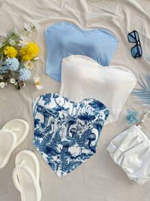Soleia 3 件套女士不对称下摆露背吊带背心夏季上衣 - 彩色 - 查看 3