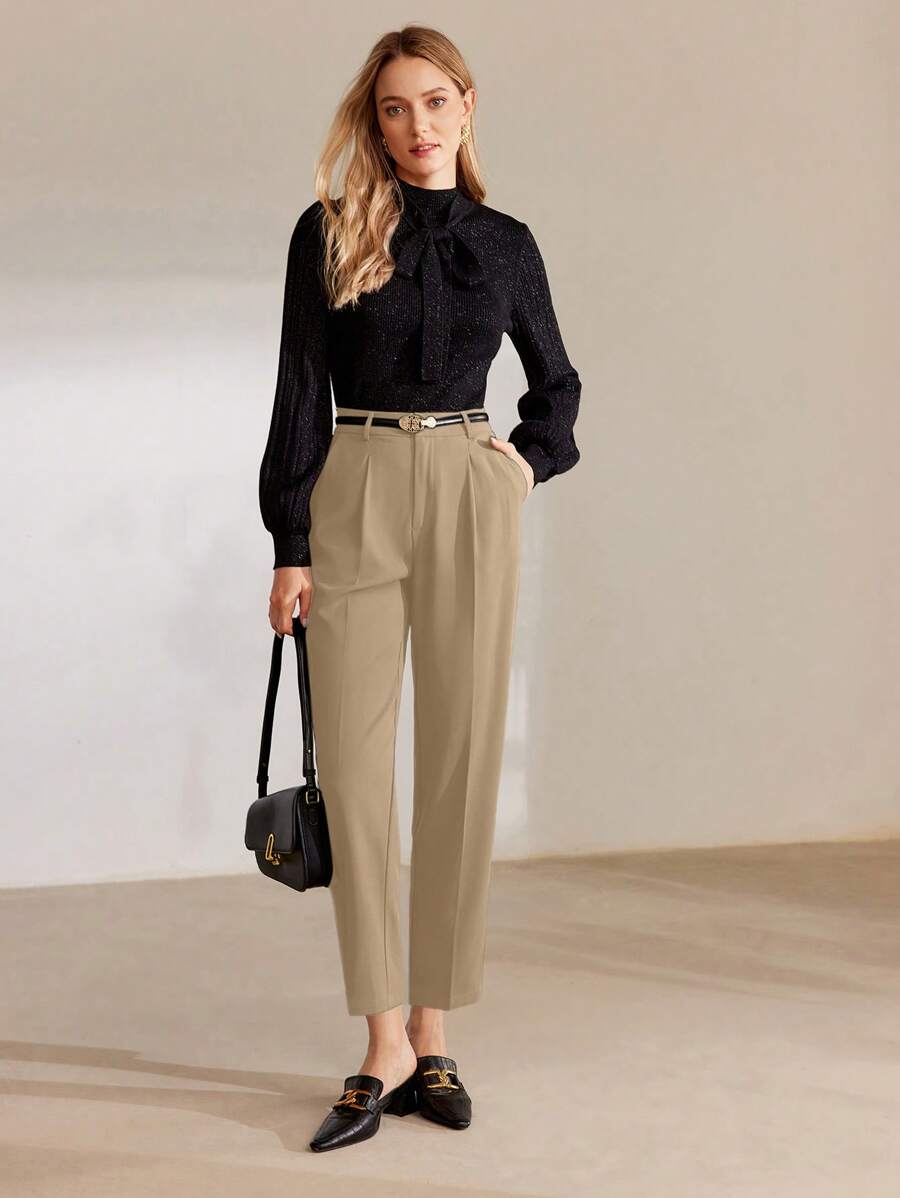 MOTF PREMIUM PANTALONES CON BOLSILLOS SESGADOS CON PRENSA - Albaricoque - Ver 1