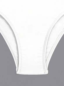 SHEIN Swim Spring Break Vacation Solid Color Ruffled Trim Bikini Swimwear Set For Summer